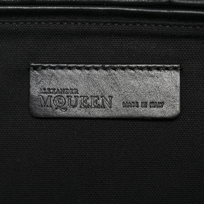 Calfskin Large Studded Padlock Zip Around Tote Black