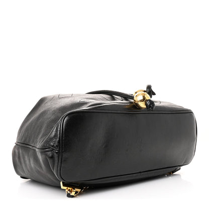 Lambskin CC Drawstring Backpack Black