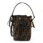 Vitello Liberty F is Fendi Bi-Color FF 1974 Embossed Mini Mon Tresor Bucket Bag Maya Black