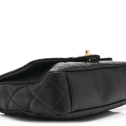 Caviar Quilted Medium Chain Flap  Black