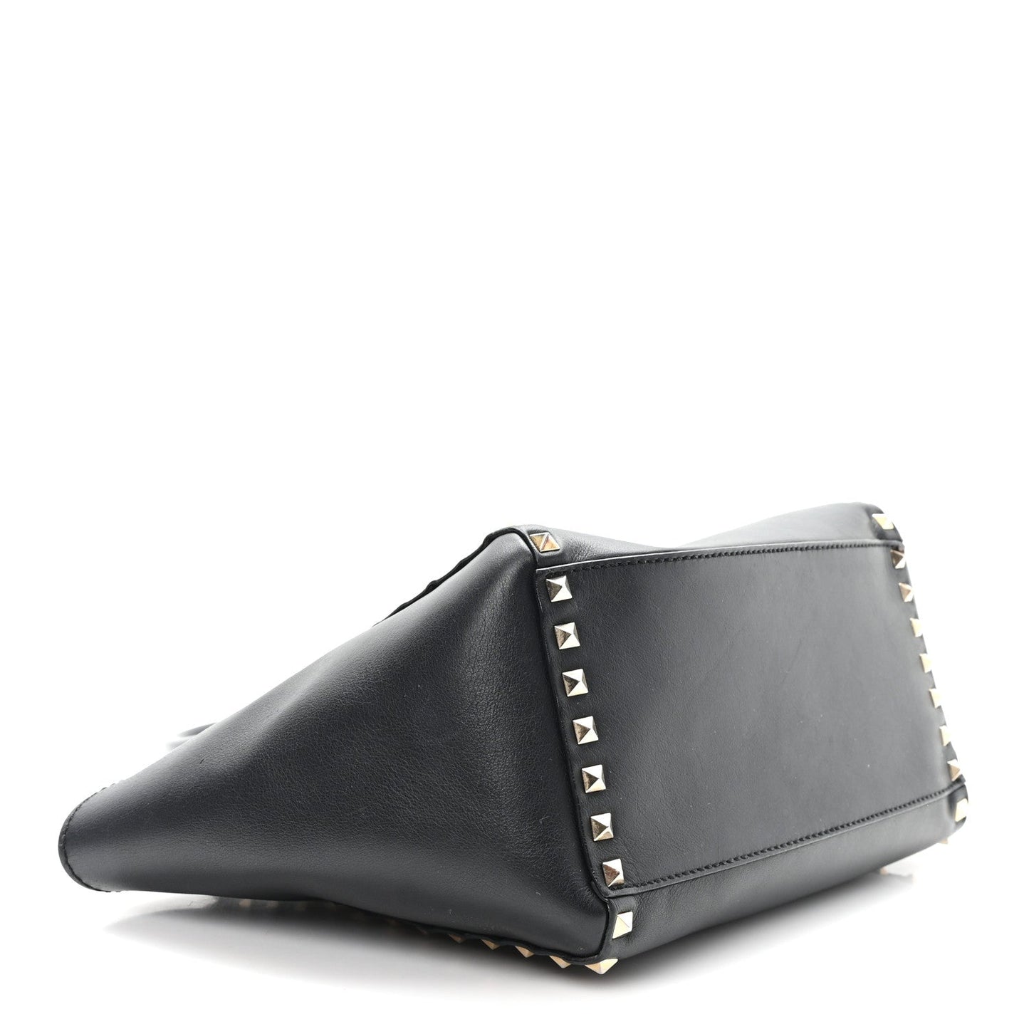 Vitello Small Rockstud Double Handle Tote Black