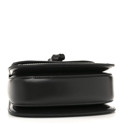 Moire Fabric Calfskin Rhinestone Monogram Monochrome Mini Bamboo 1947 Top Handle Chain Bag Black