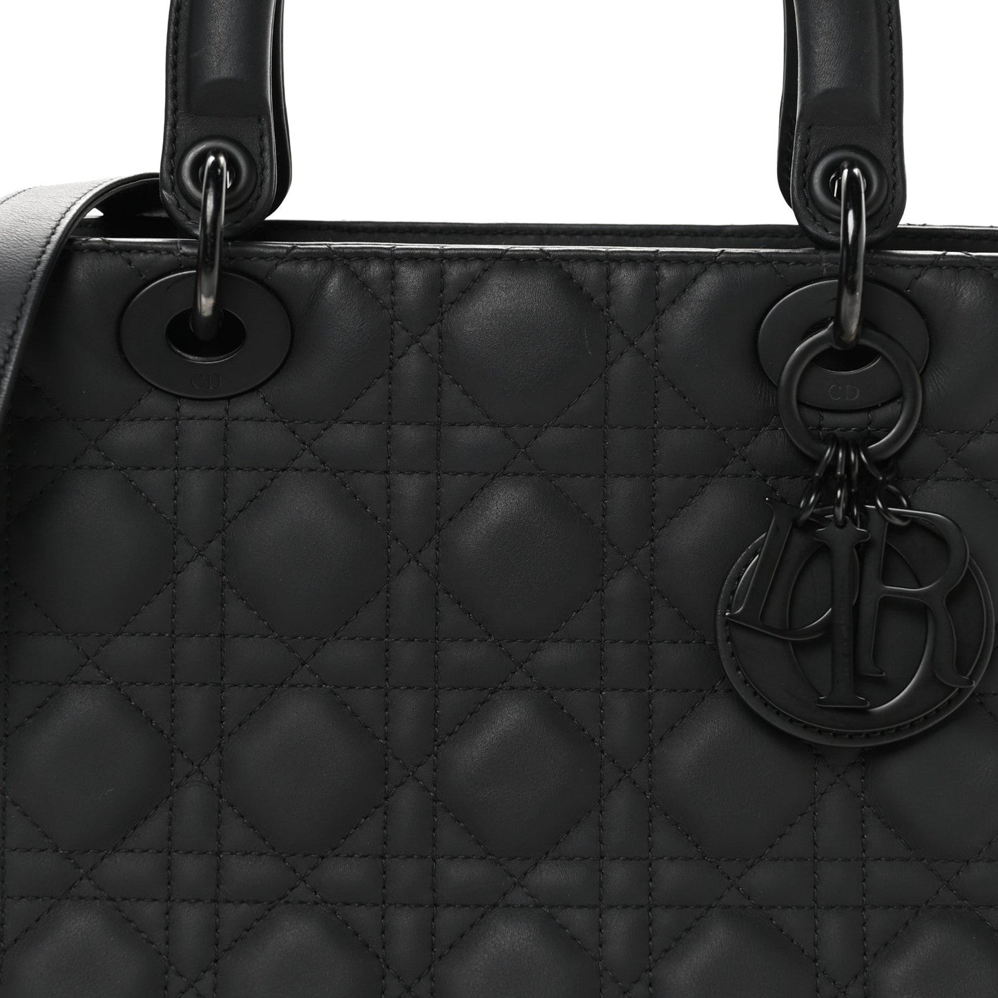 Ultra Matte Calfskin Cannage Medium Lady Dior Black