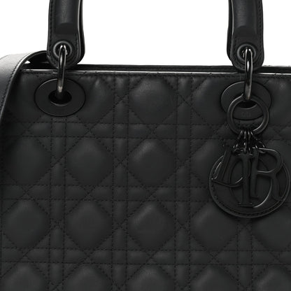 Ultra Matte Calfskin Cannage Medium Lady Dior Black