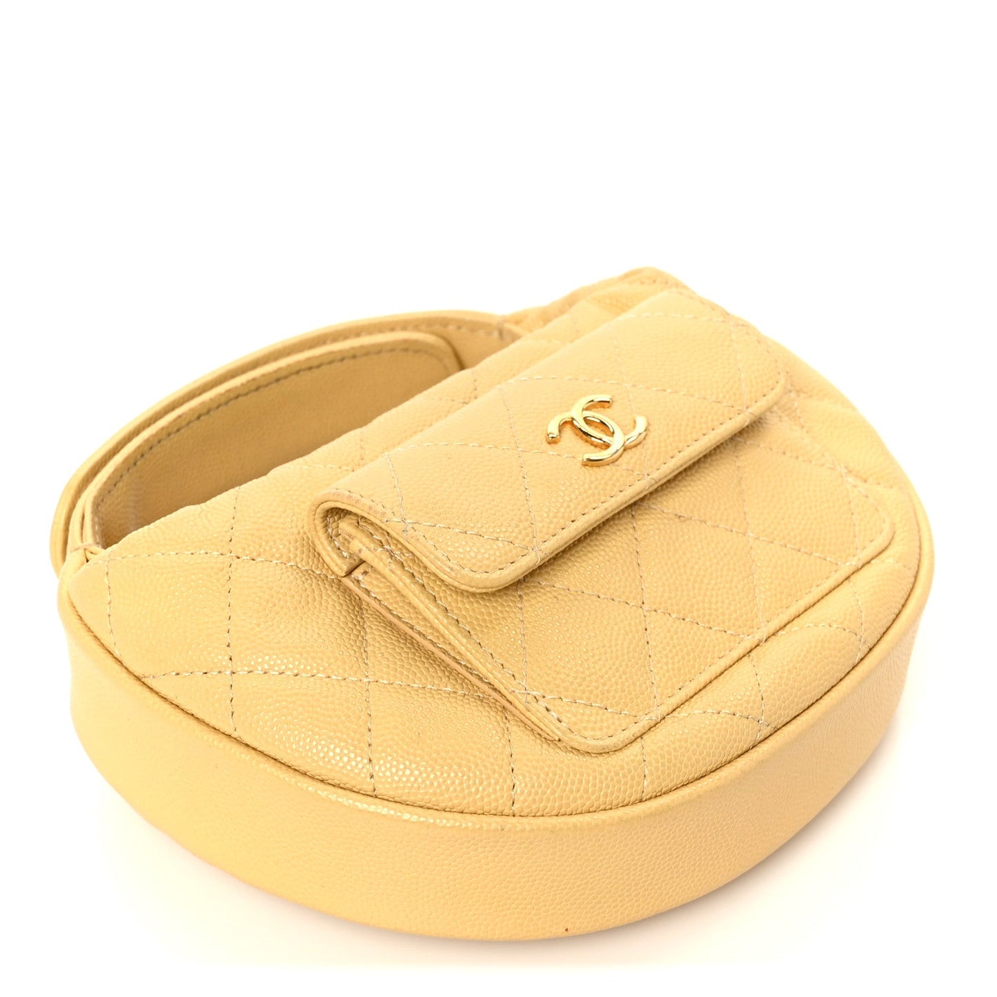 Caviar Quilted Polly Pocket Pouch Hobo Yellow