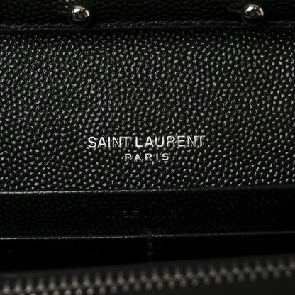 Grain De Poudre Mixed Matelasse Triquilt Monogram Chain Wallet Black