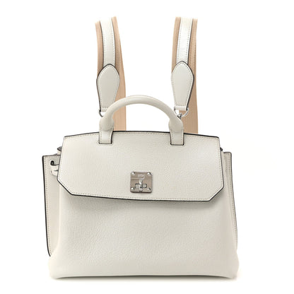 Grained Calfskin Medium Milla Convertible Backpack White Flake