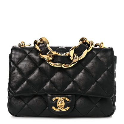 Lambskin Quilted Small Funky Town Flap Black