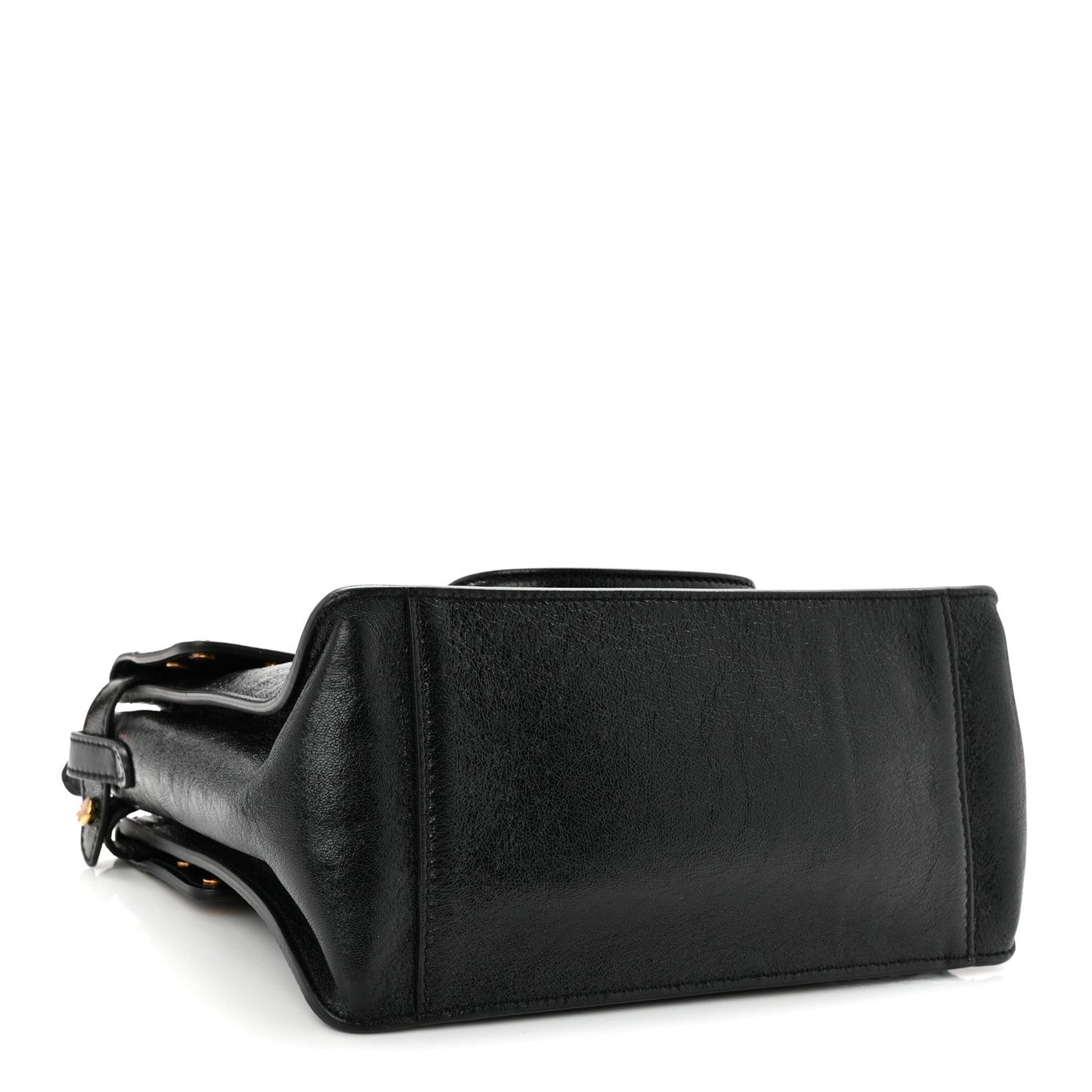 Agnello Old Shine Vitello Go Rain Small Flip Tote Black Marrone