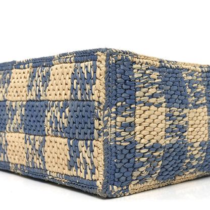X PAULA'S IBIZA Raffia Small Font Tote Natural Light Blue