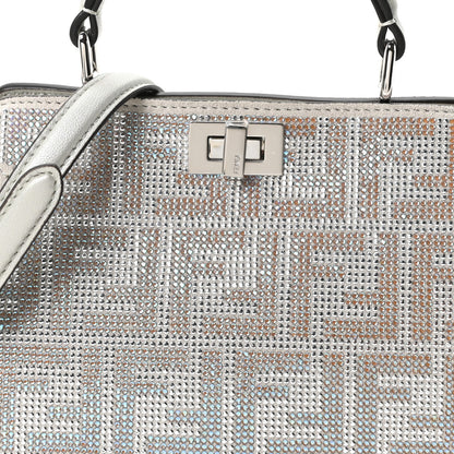Iridescent Crystal Vitello Laminato Suede FF Petite Peekaboo I SEE U Satchel Cappuccino