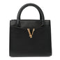 Grainy Calfskin Virtus Top Handle Tote Black
