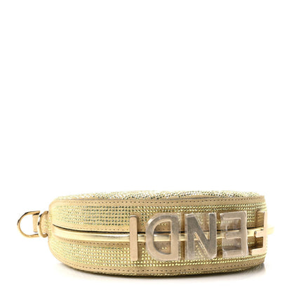Crystal Vitello Laminato Suede FF Nano Fendigraphy Hobo Bag Platino