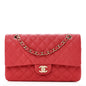 Caviar Quilted Medium Double Flap Red