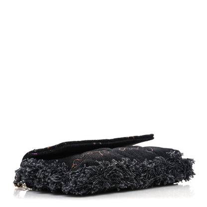 Denim Quilted Denim Mood Clutch With Chain Black Multicolor