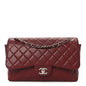 Caviar Quilted Jumbo Double Flap Dark Red