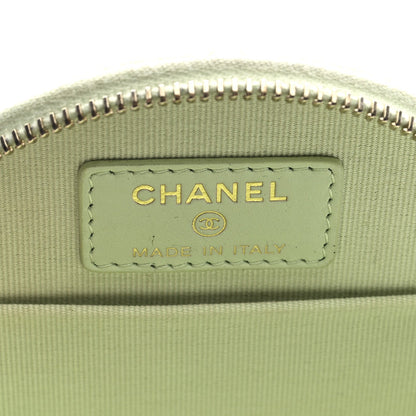 Caviar Quilted Round Handle With Care Vanity With Chain Light Green