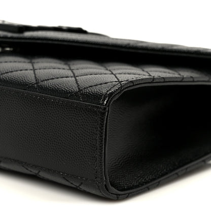 Grain De Poudre Textured Mixed Matelasse Triquilt Medium Monogram Monochrome Satchel Black