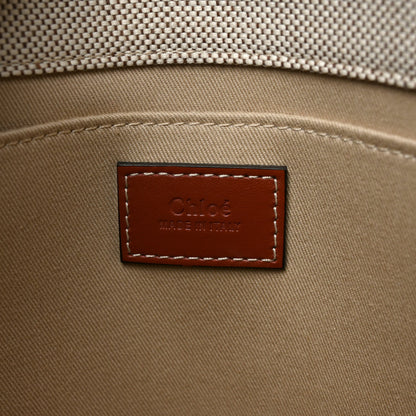 Cotton Calfskin Large Woody Ribbon Tote White Brown