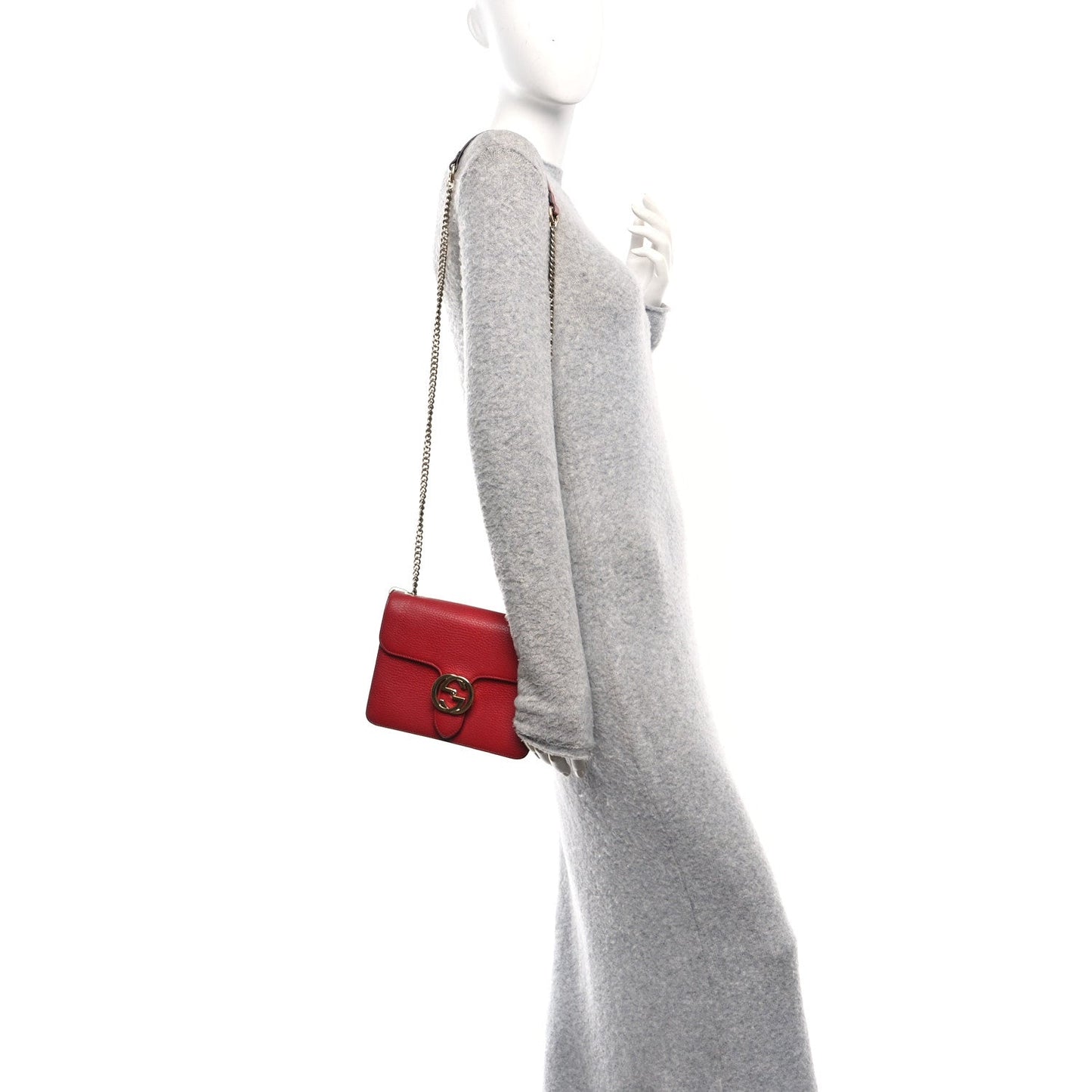 Dollar Calfskin Small Interlocking G Shoulder Bag Red