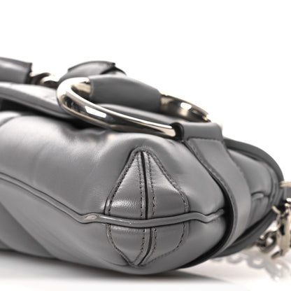 Nappa Vertical Matelasse Medium Maxi Horsebit Chain Shoulder Bag Grey
