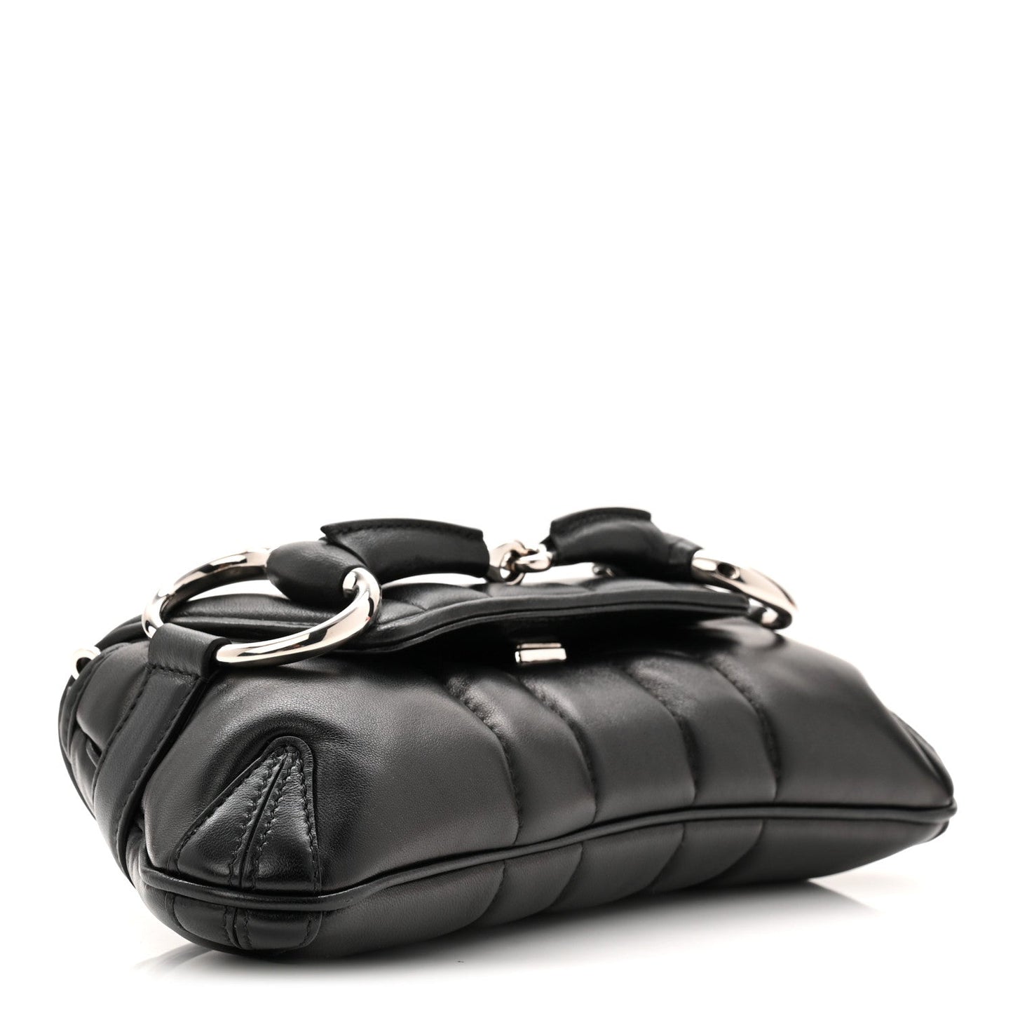 Nappa Vertical Matelasse Small Maxi Horsebit Chain Shoulder Bag Black