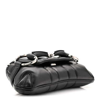 Nappa Vertical Matelasse Small Maxi Horsebit Chain Shoulder Bag Black