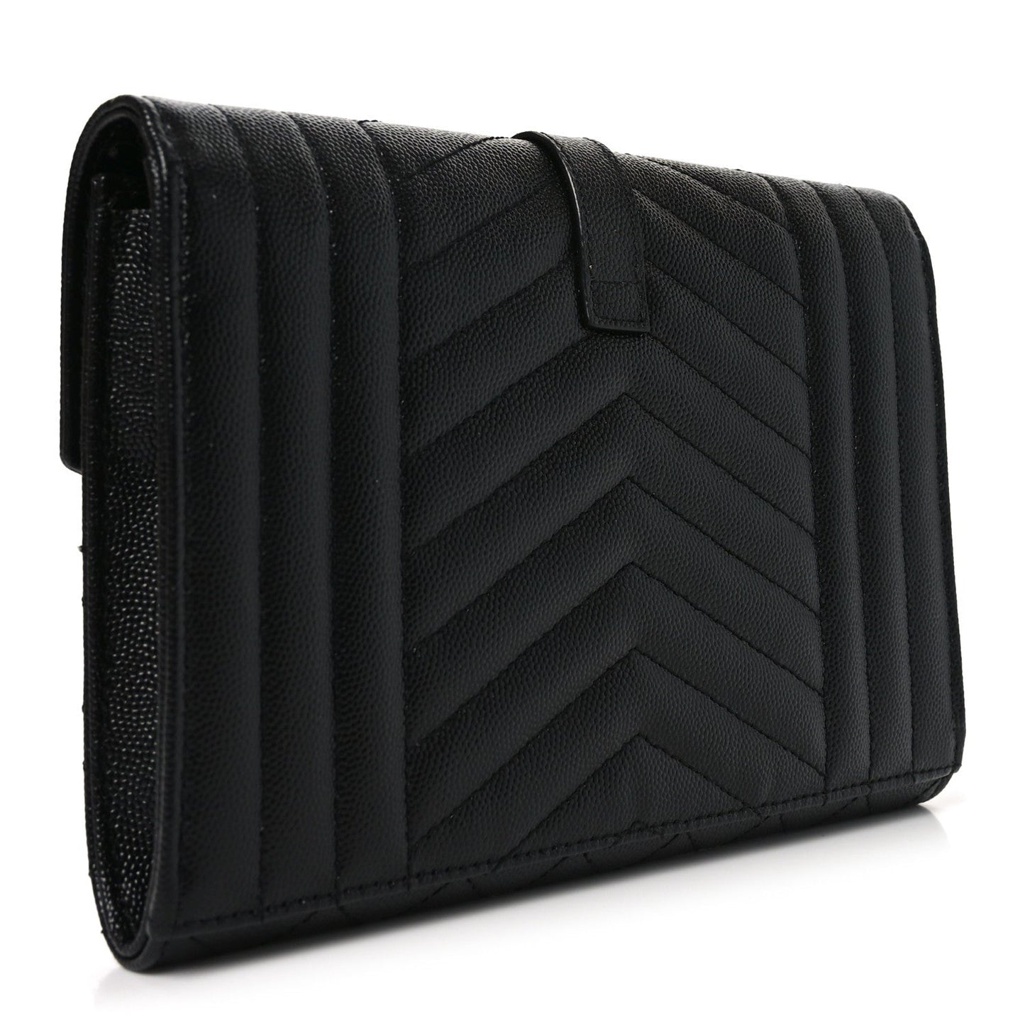 Grain De Poudre Textured Mixed Matelasse Triquilt Monogram Clutch Black