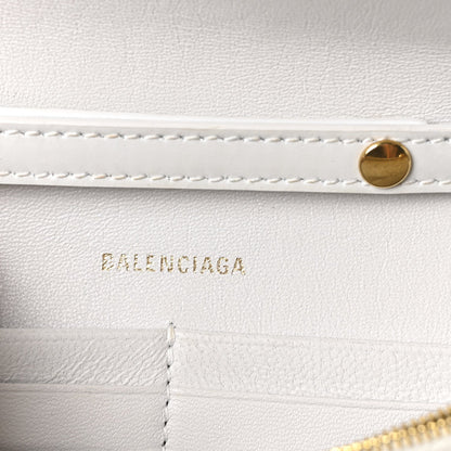 Shiny Box Calfskin Hourglass Chain Bag White
