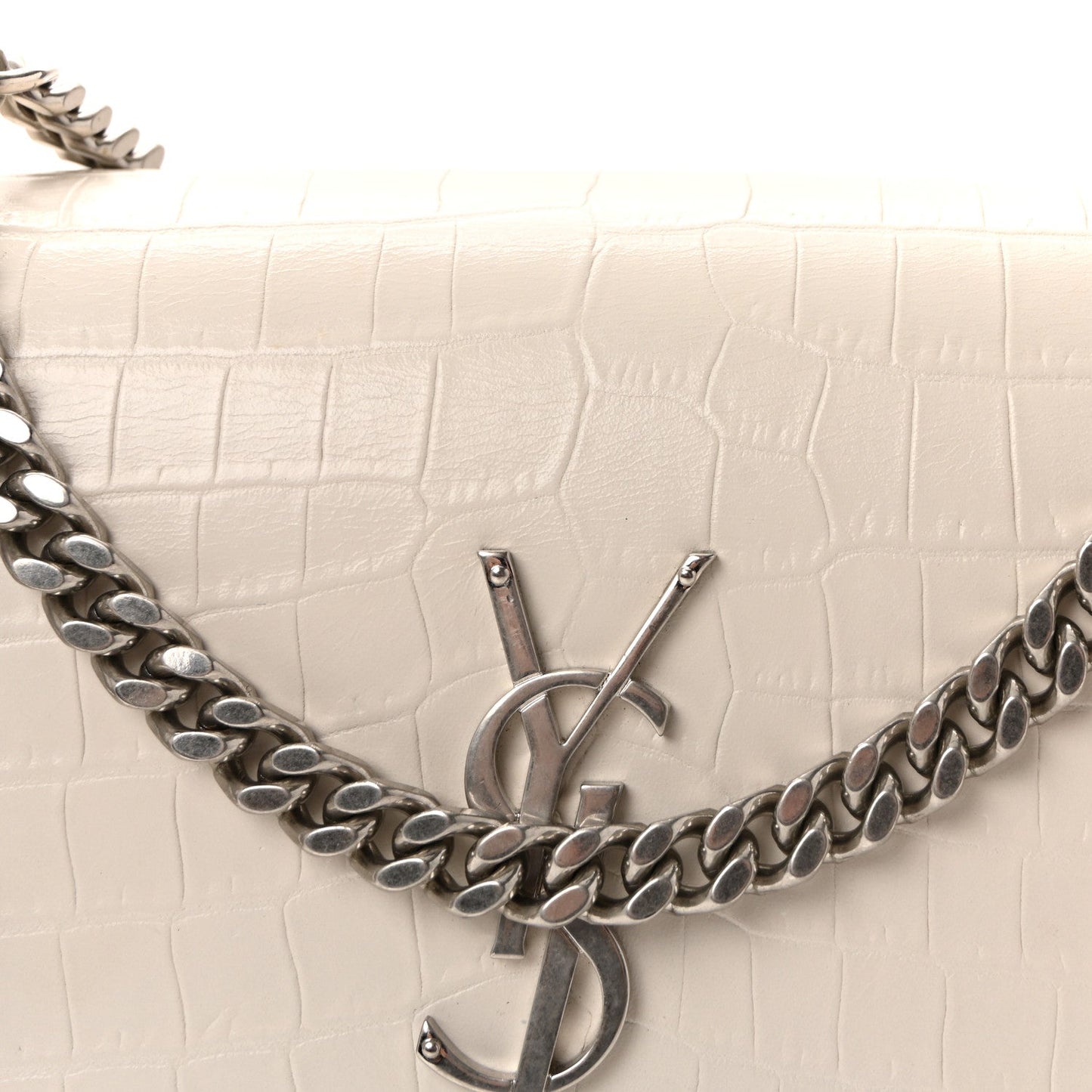 Calfskin Crocodile Embossed Medium Monogram Sunset Blanc Vintage