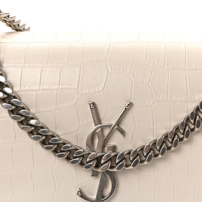 Calfskin Crocodile Embossed Medium Monogram Sunset Blanc Vintage