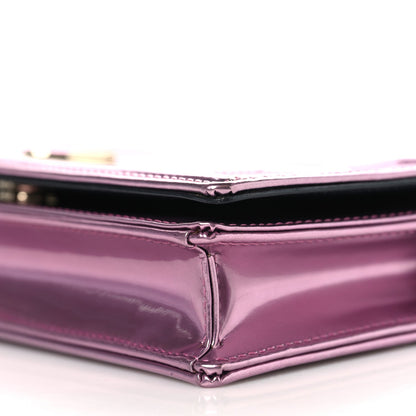 Metallic Patent Micro-Cannage Diorama Wallet on Chain Pouch Pink