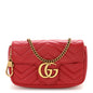 Calfskin Matelasse Super Mini GG Marmont Shoulder Bag Hibiscus Red