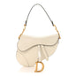 Grained Calfskin Saddle Bag White