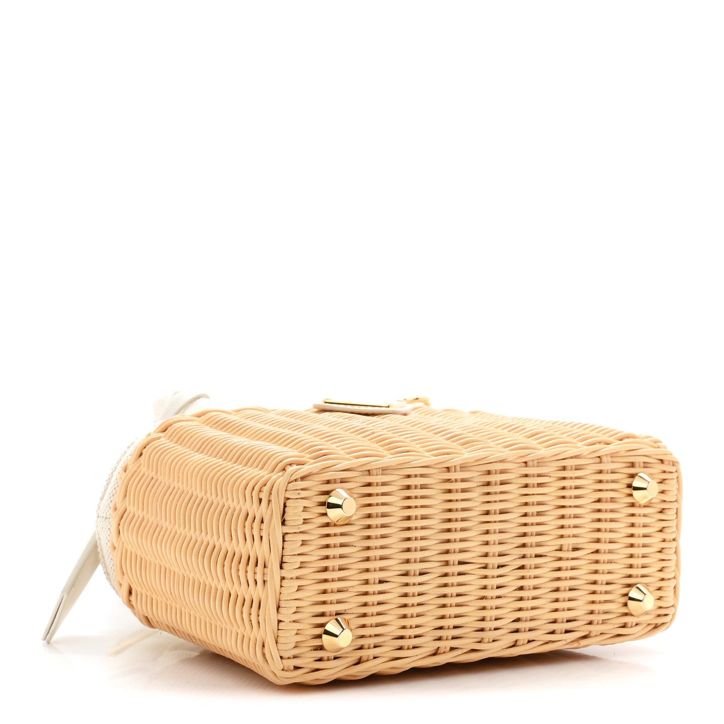 Wicker Canvas Mini Tote Naturale White