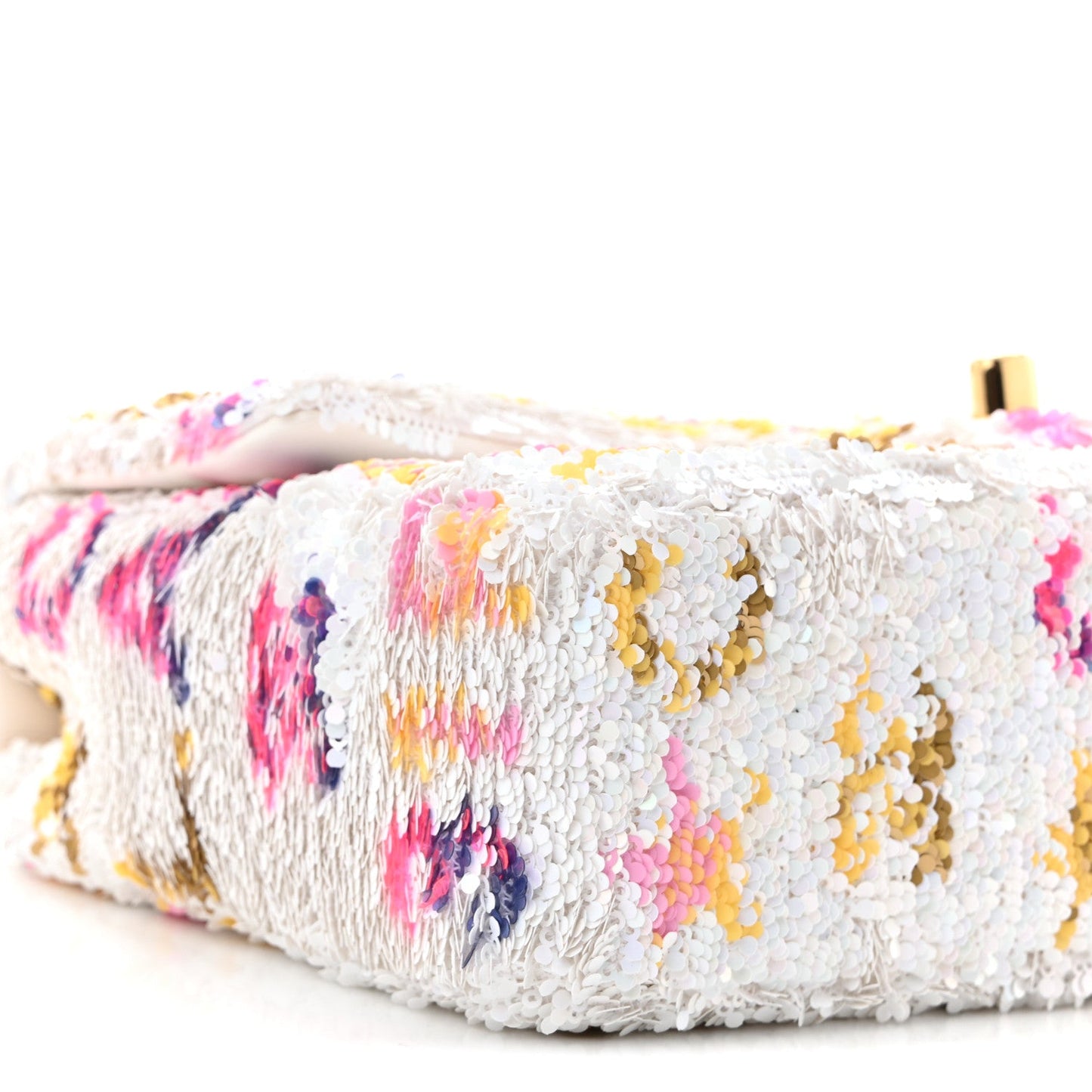 Sequin Logo CC Small Single Flap White Multicolor