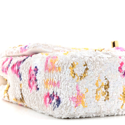 Sequin Logo CC Small Single Flap White Multicolor