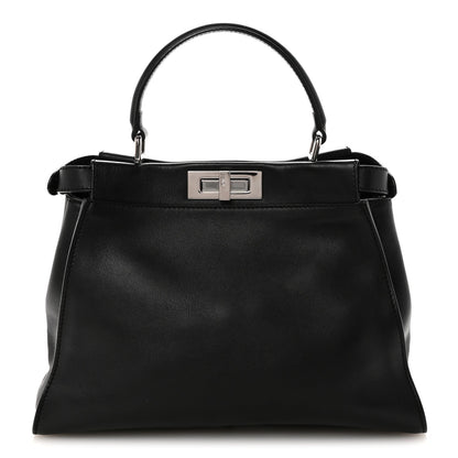 Vitello Seta Snakeskin Crocodile Monster Eyes Medium Peekaboo Iconic Satchel Black Girasole