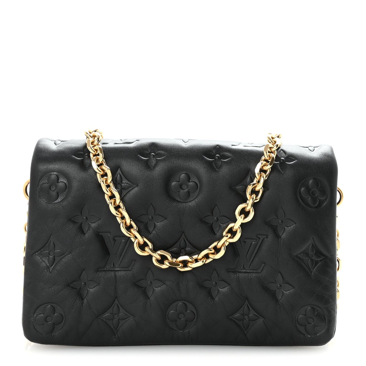 Lambskin Embossed Monogram Pochette Coussin Black