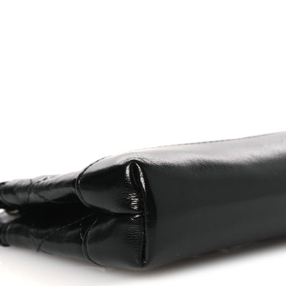 Shiny Lambskin Quilted Micro 31 Clutch With Chain Black