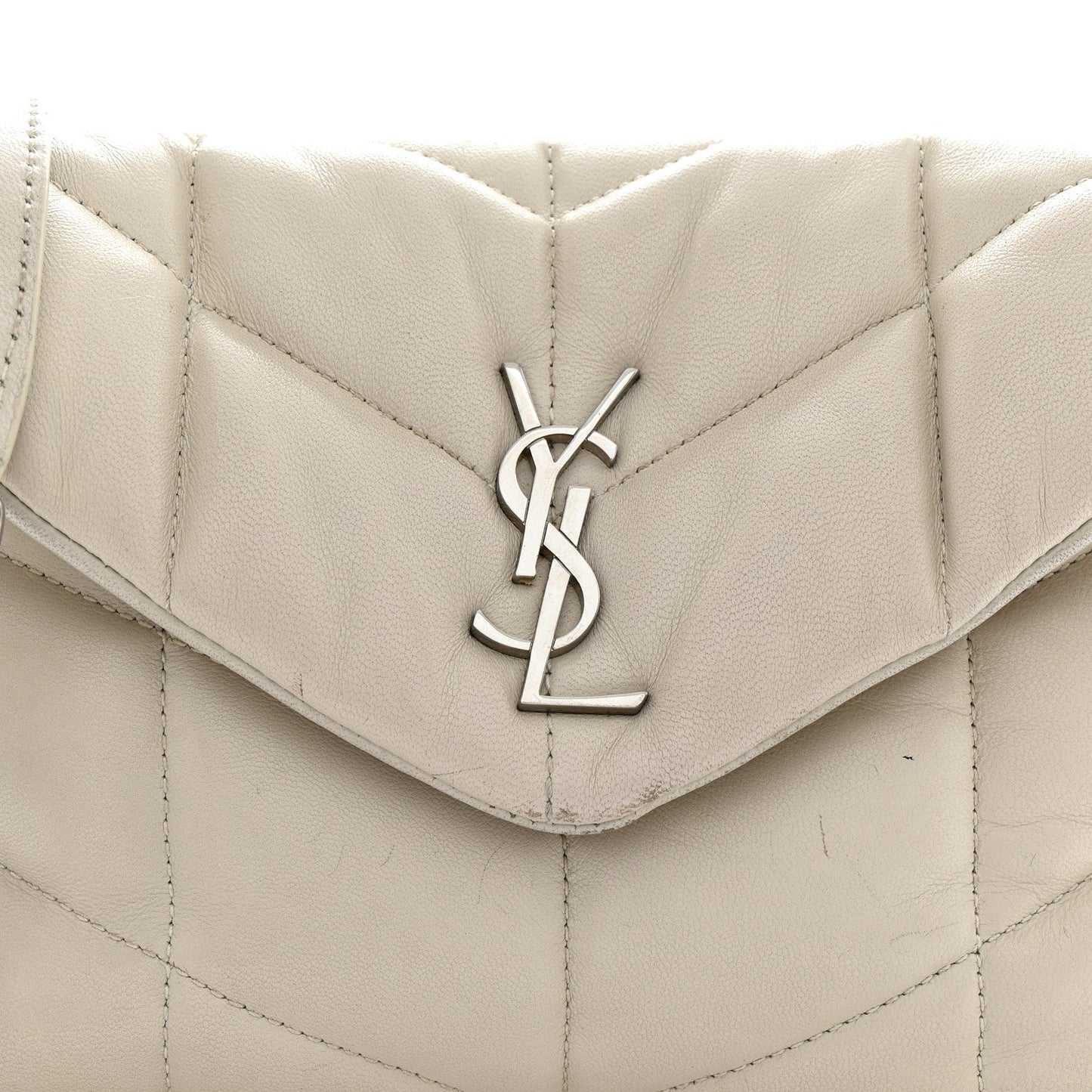 Lambskin Quilted Toy Loulou Puffer Monogram Chain Satchel Crema Soft