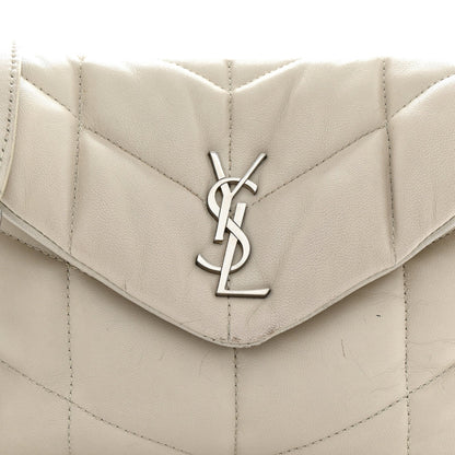Lambskin Quilted Toy Loulou Puffer Monogram Chain Satchel Crema Soft