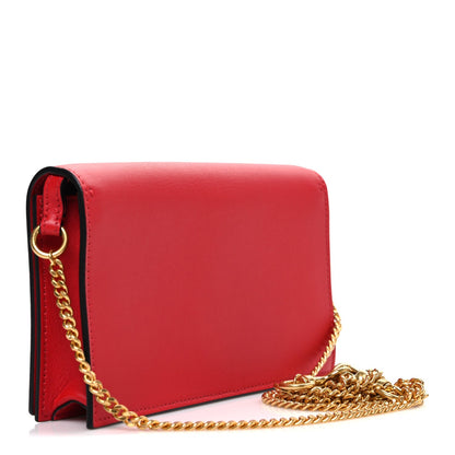 Calfskin Love Lab Go Logo Chain Pouch Rouge Pur