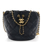 Iridescent Caviar Quilted My Perfect CC Bucket Drawstring Bag Blue