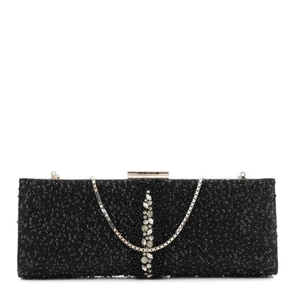 Satin Sequin Kameron Clutch Black