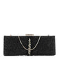Satin Sequin Kameron Clutch Black