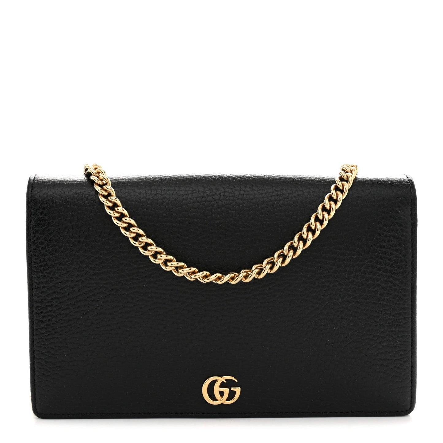 Calfskin Mini GG Marmont Chain Wallet Black