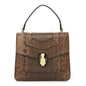 Shiny Karung Serpenti Forever Top Handle Brown