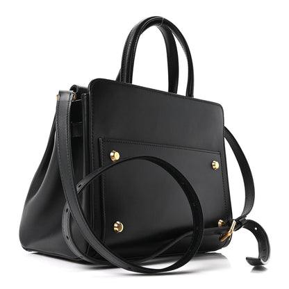Shiny Box Calfskin Small Money Tote Black