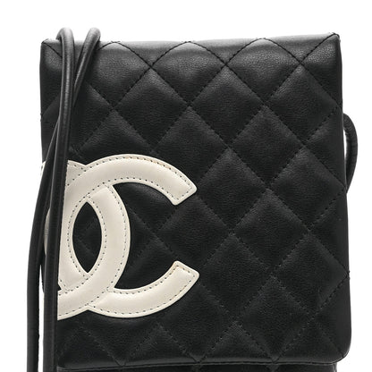Calfskin Quilted Cambon Crossbody Messenger Black White